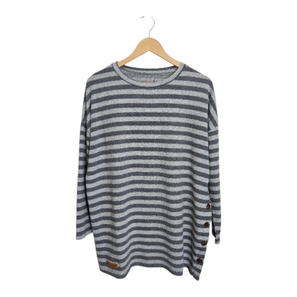 Simply Southern Striped‎ Oversized Long Sleeve Tunic Top Women's Medium Comfy